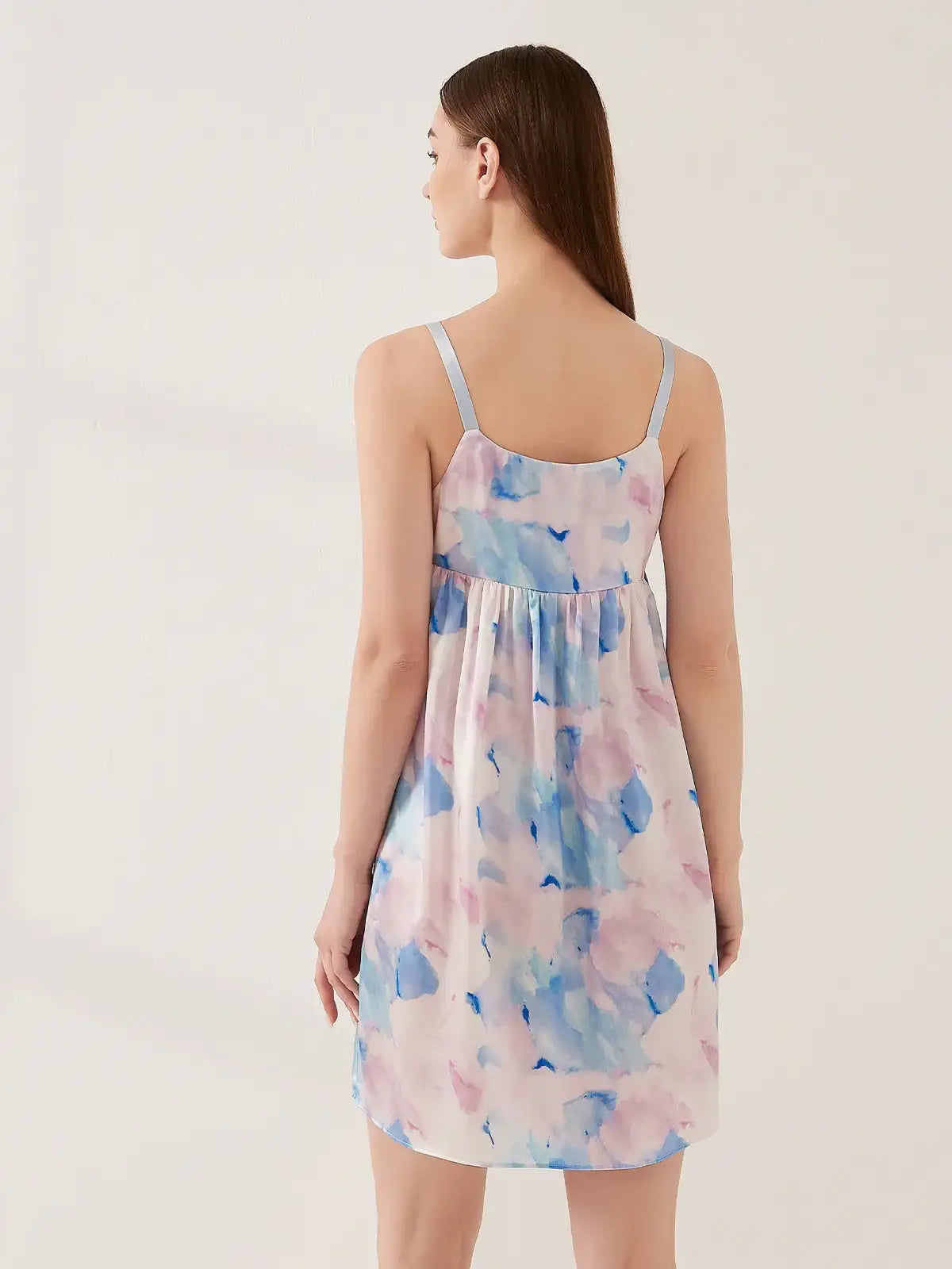 Watercolor print suspender skirt - JANCESILK