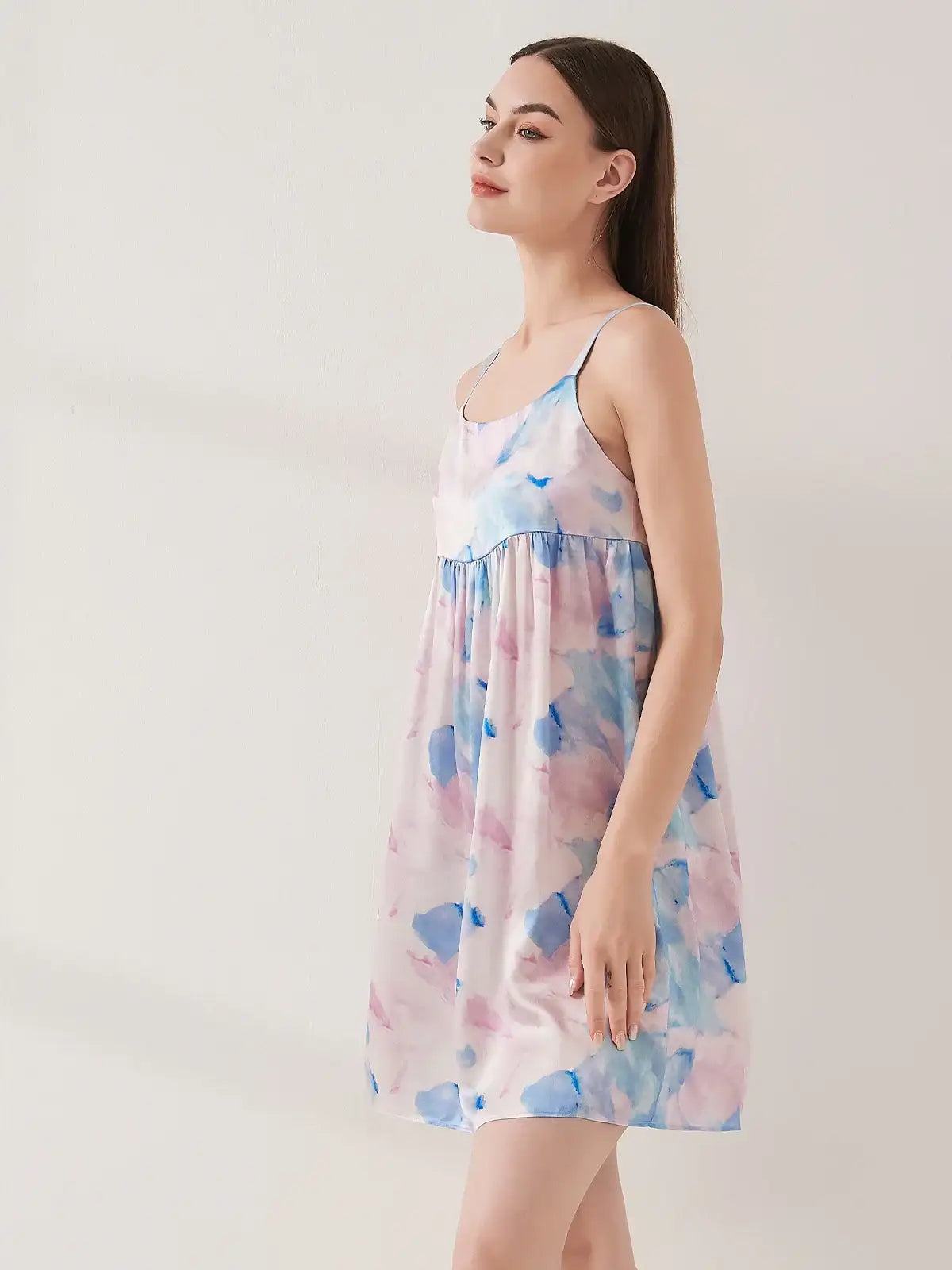 Watercolor print suspender skirt - JANCESILK