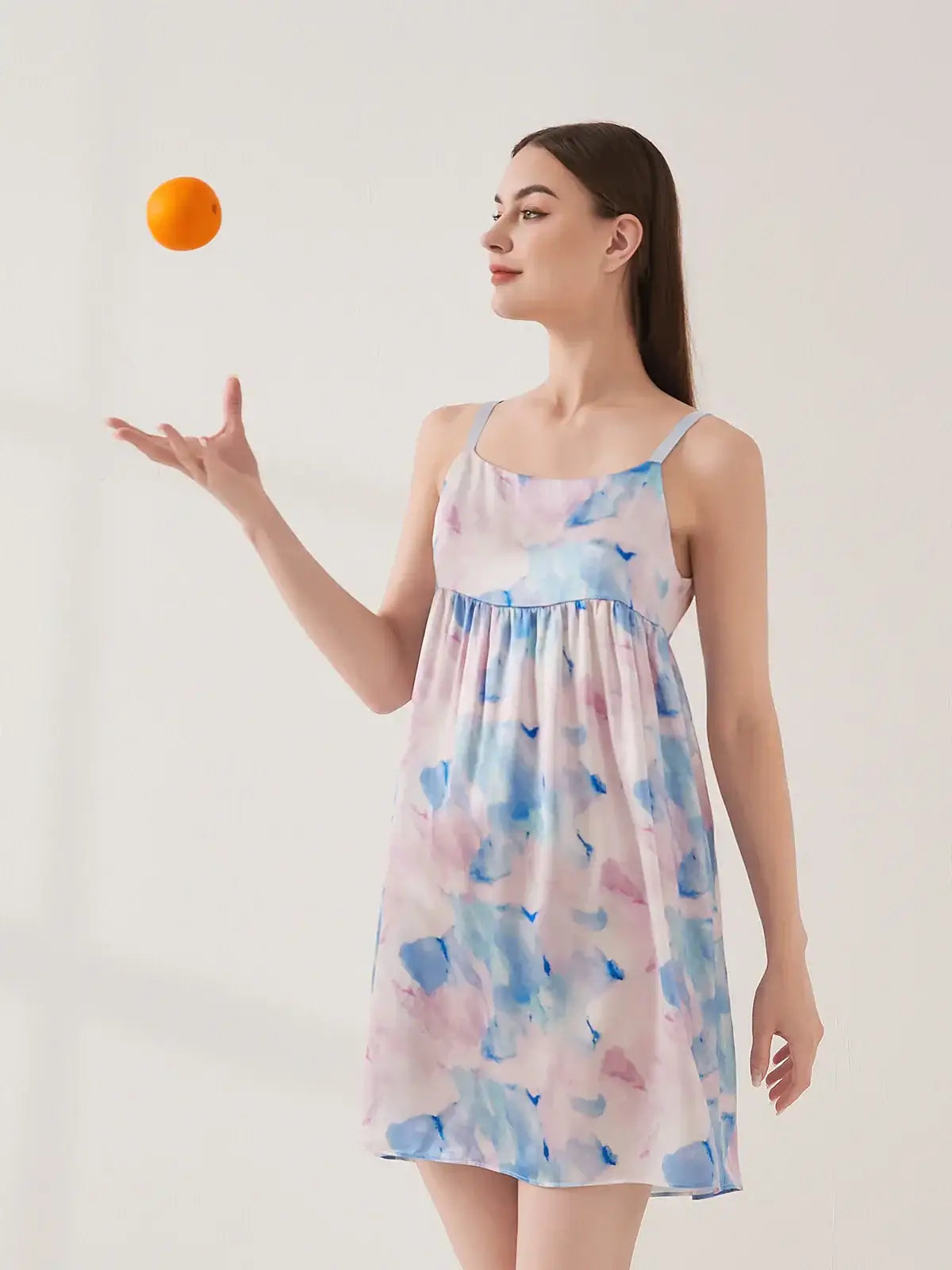 Watercolor print suspender skirt - JANCESILK