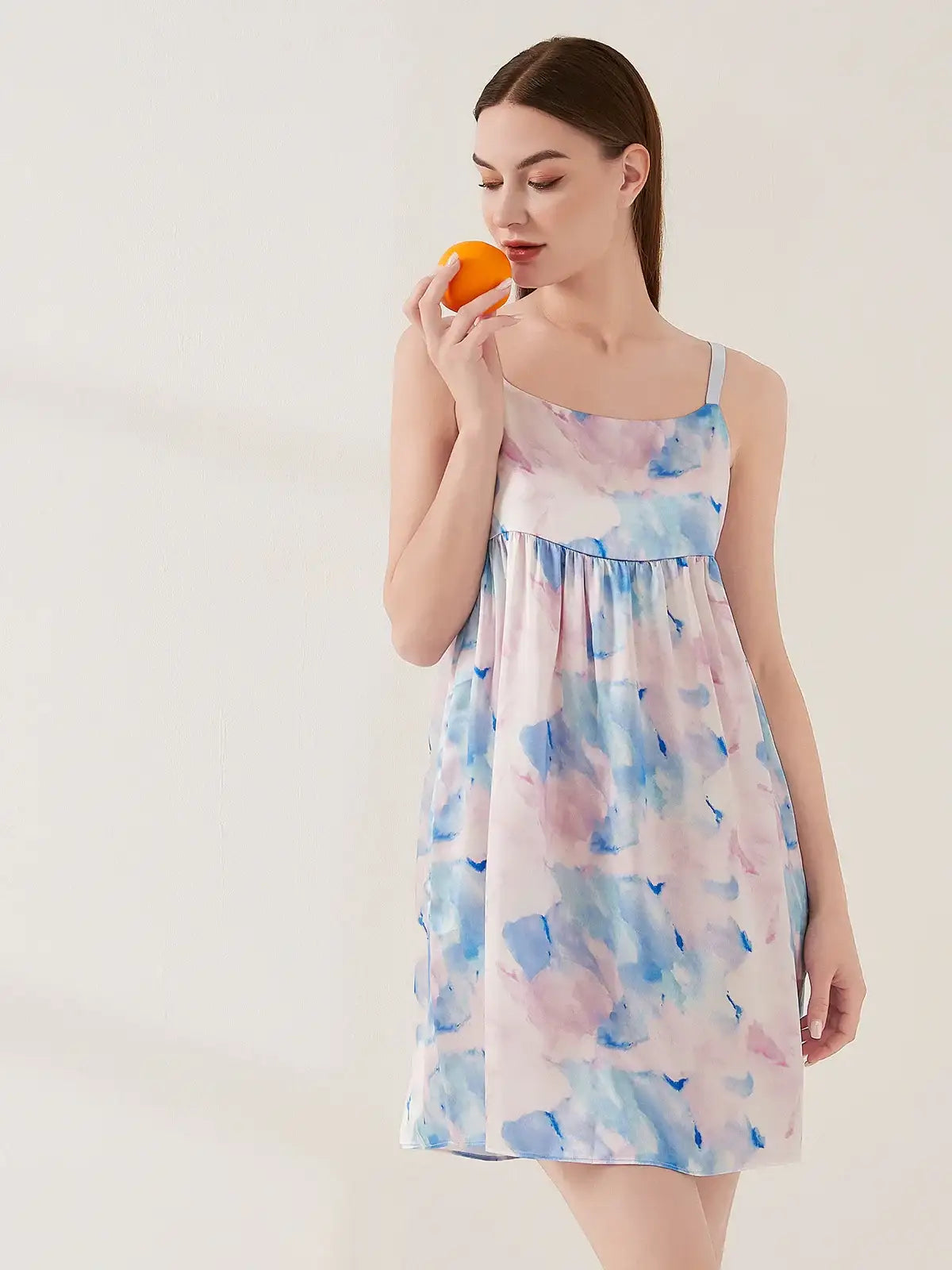 Watercolor print suspender skirt - JANCESILK