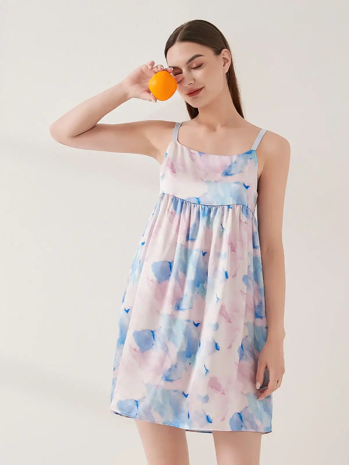 Watercolor print suspender skirt - JANCESILK