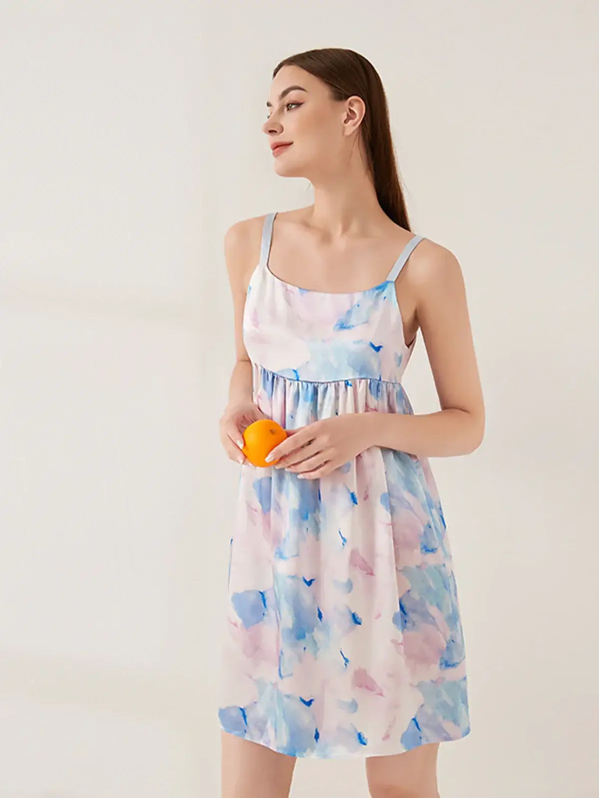 Watercolor print suspender skirt - JANCESILK