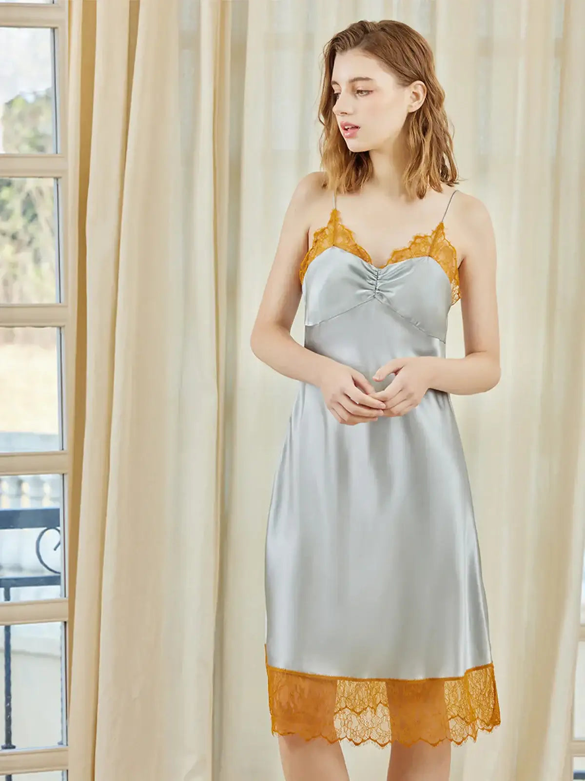Lace patchwork elegant suspender skirt - JANCESILK