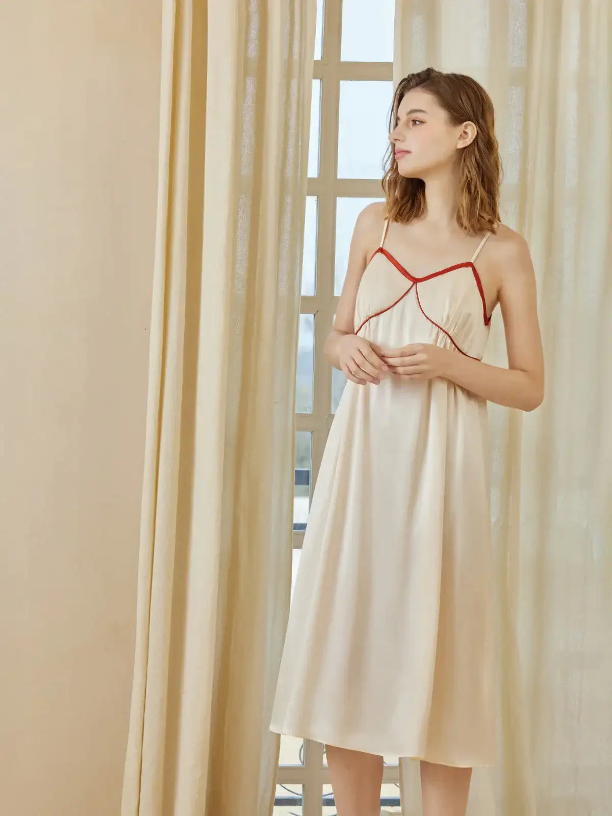 Loose-fitting A-line Comfortable Slip Dress - JANCESILK