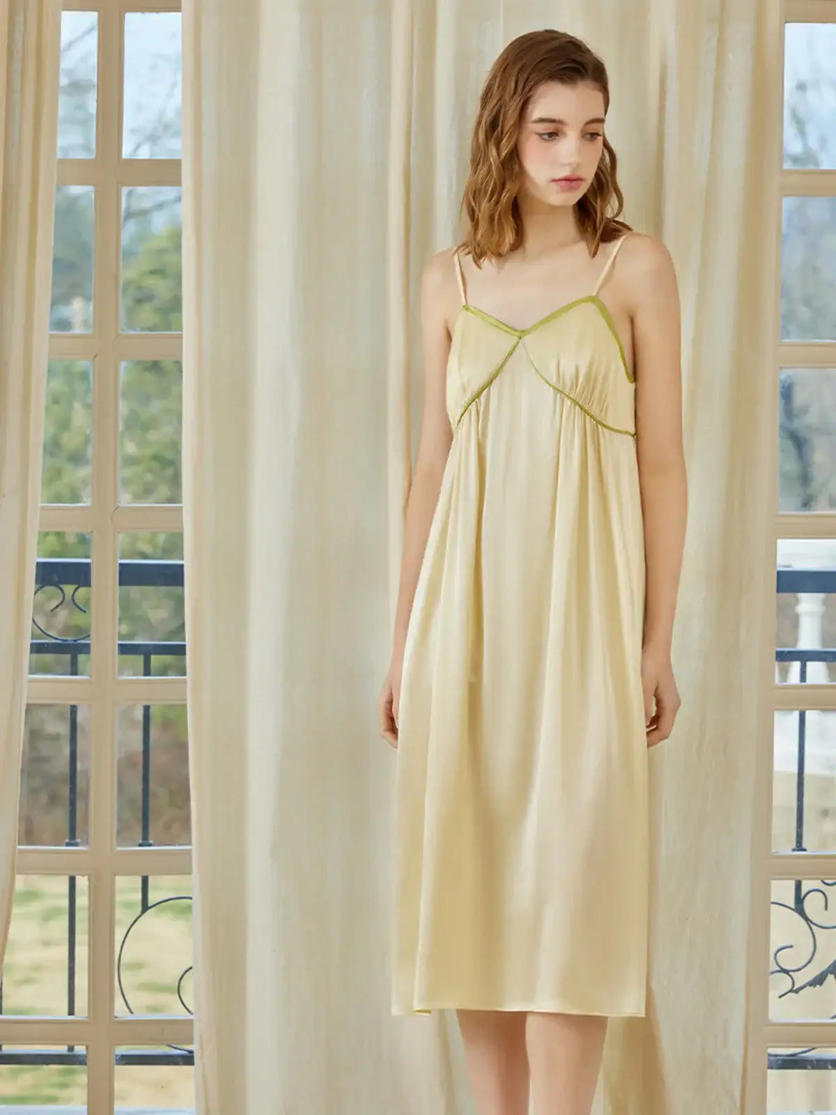 Loose-fitting A-line Comfortable Slip Dress - JANCESILK