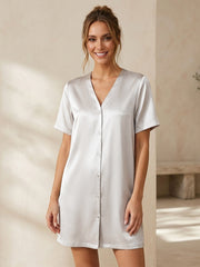 Silk Sleepshirt for Women#color_Grey