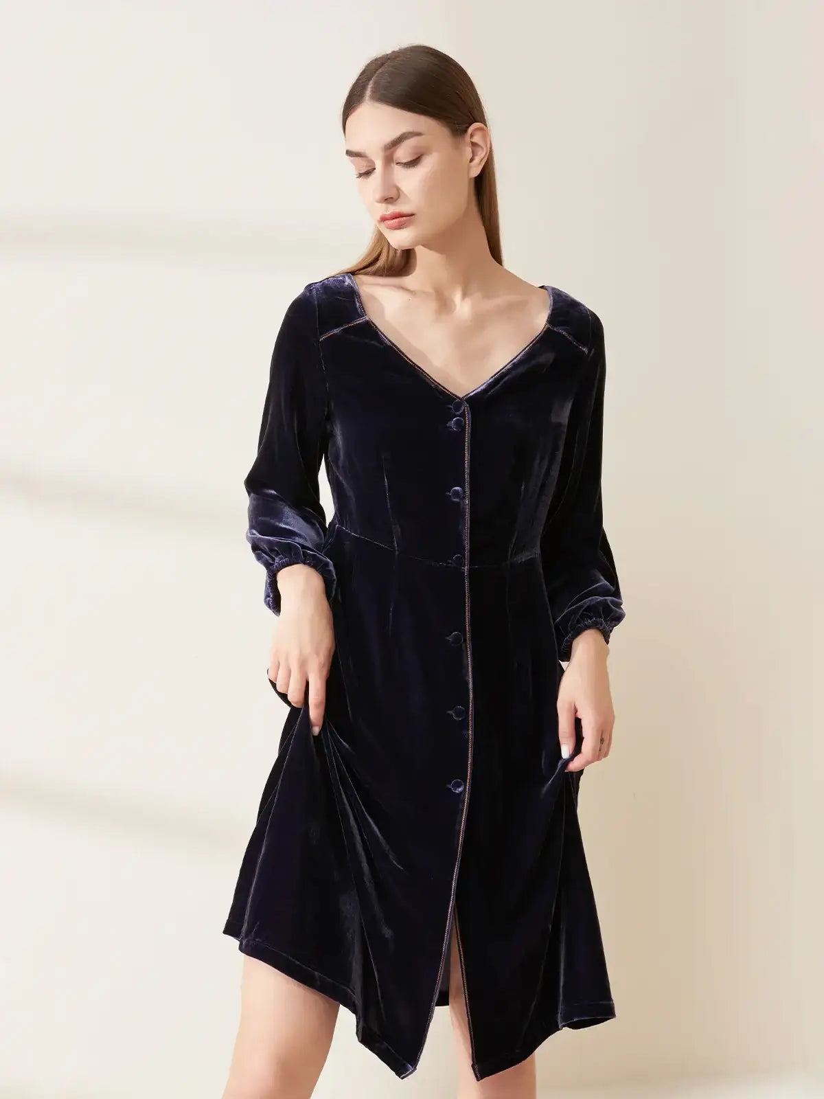 Silk Velvet Dress - JANCESILK