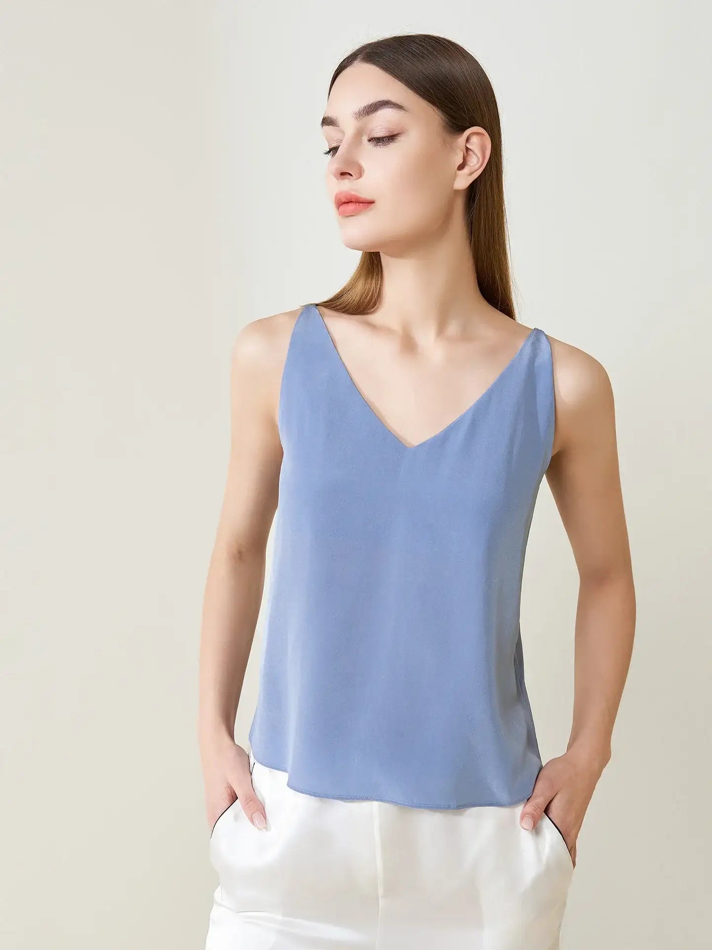 Silk Crepe De Chine Casual Camisole Top - JANCESILK