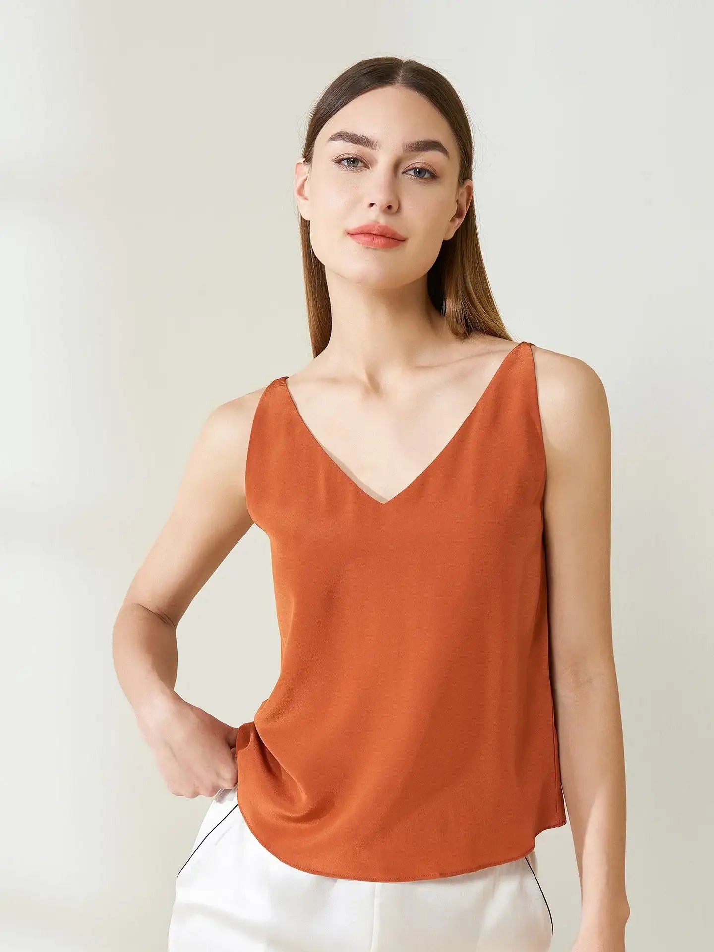 Silk Crepe De Chine Casual Camisole Top - JANCESILK