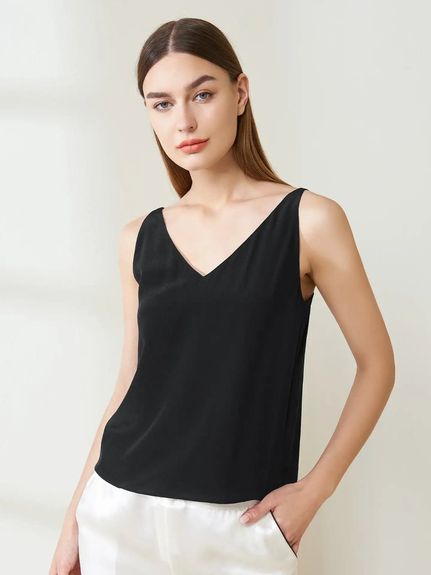 Silk Crepe De Chine Casual Camisole Top - JANCESILK