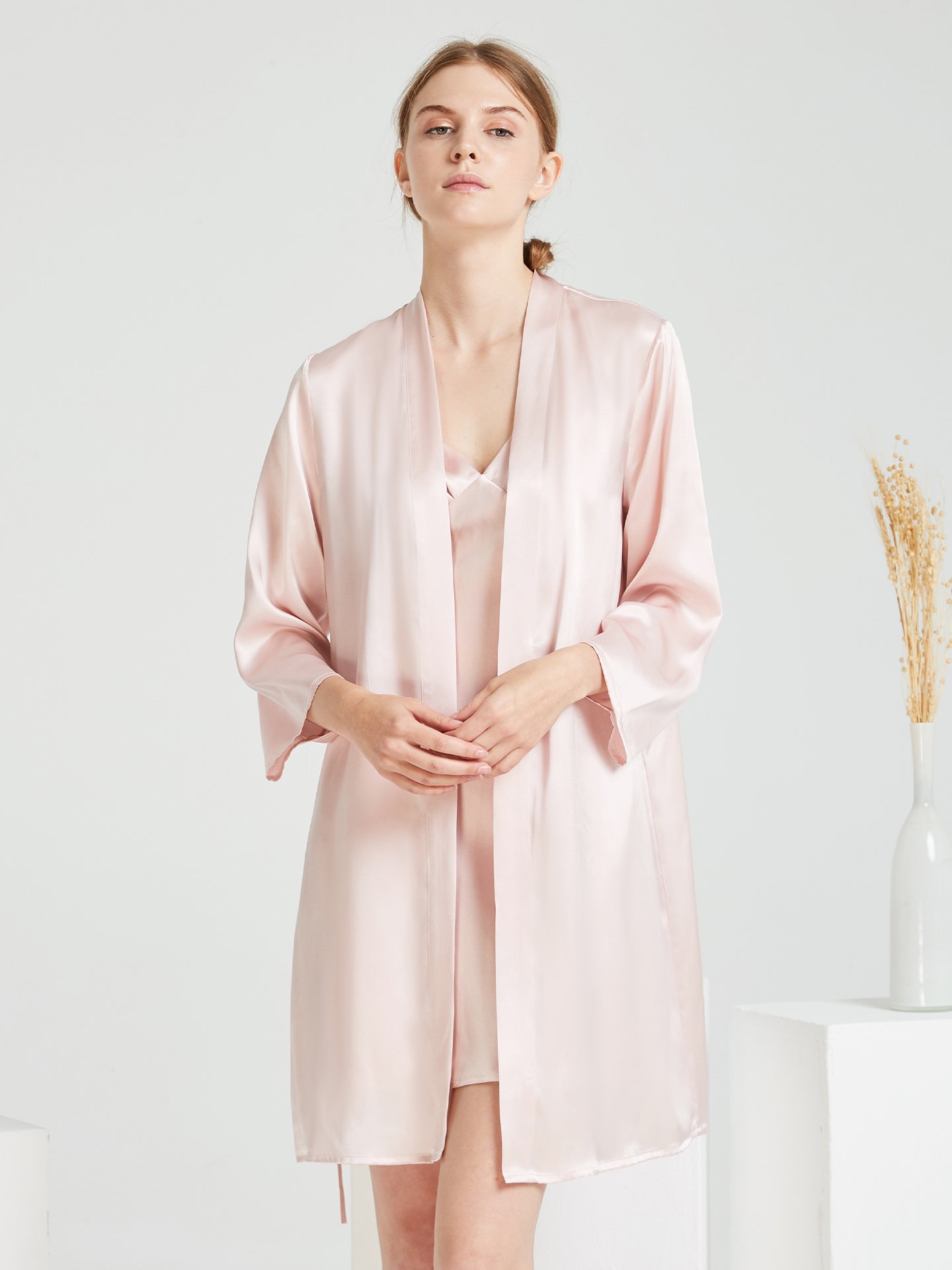 Pleated Suspender Robe Set 2Pcs