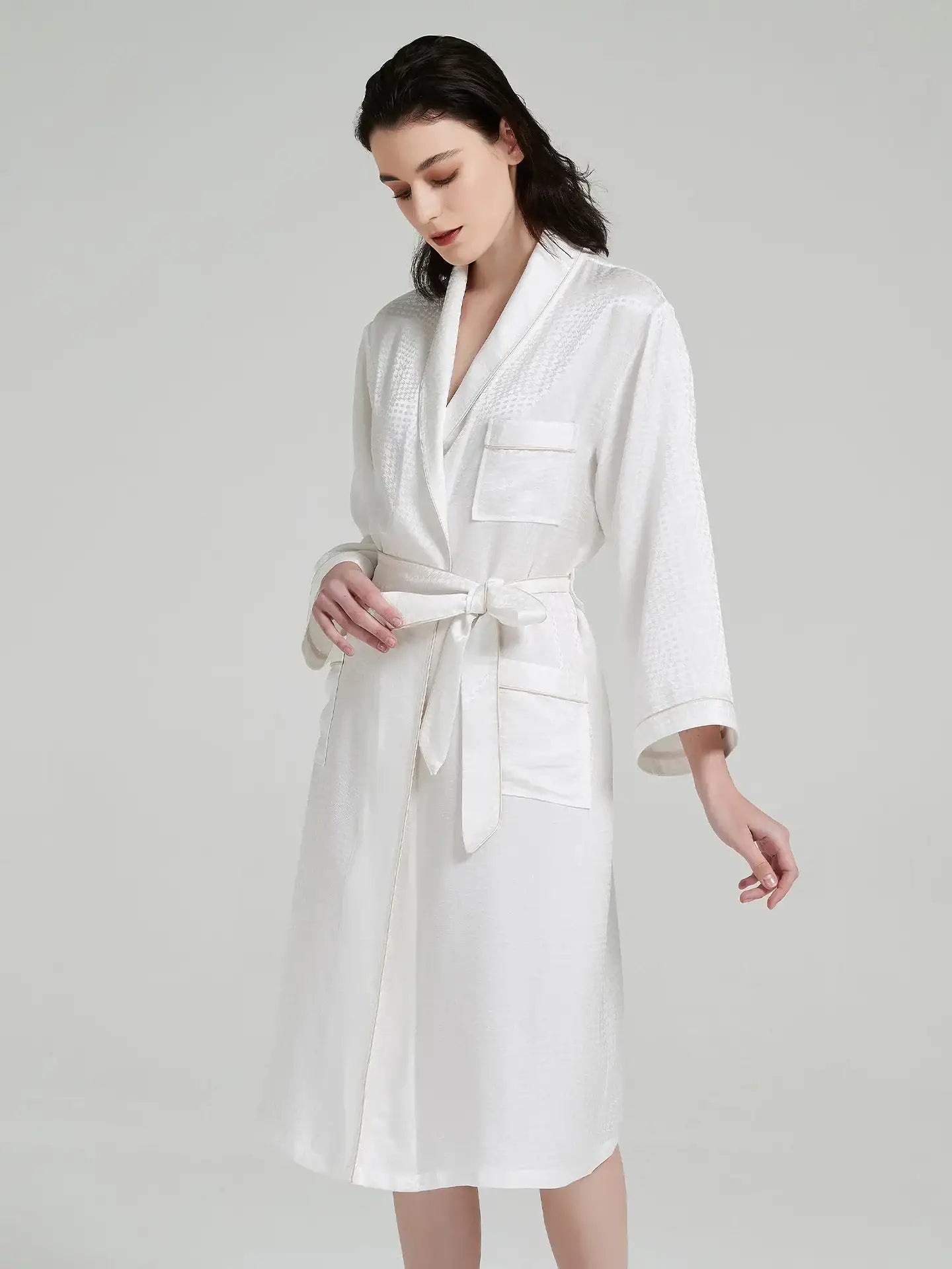 Houndstooth Silk Robe