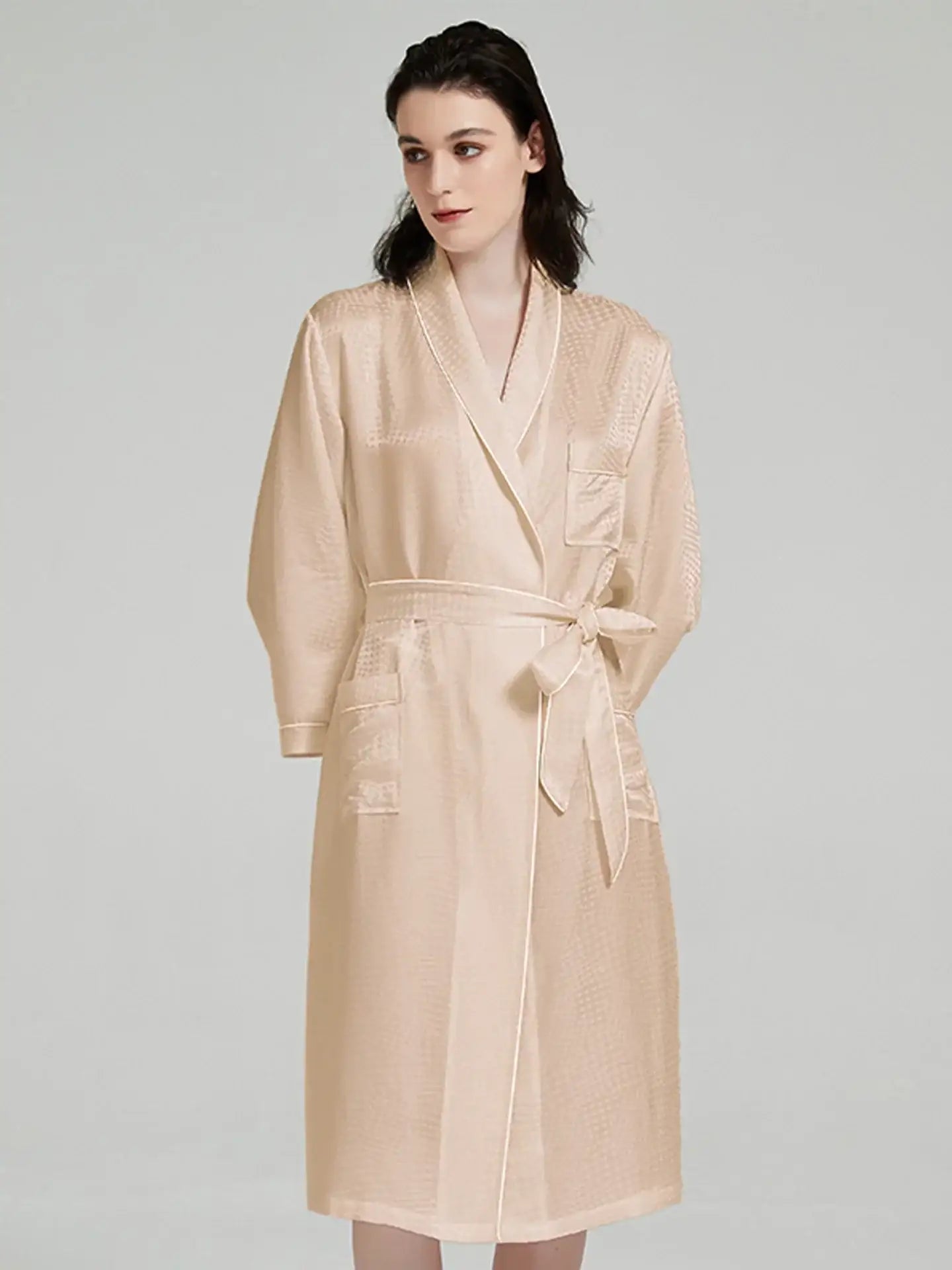 Houndstooth Silk Robe
