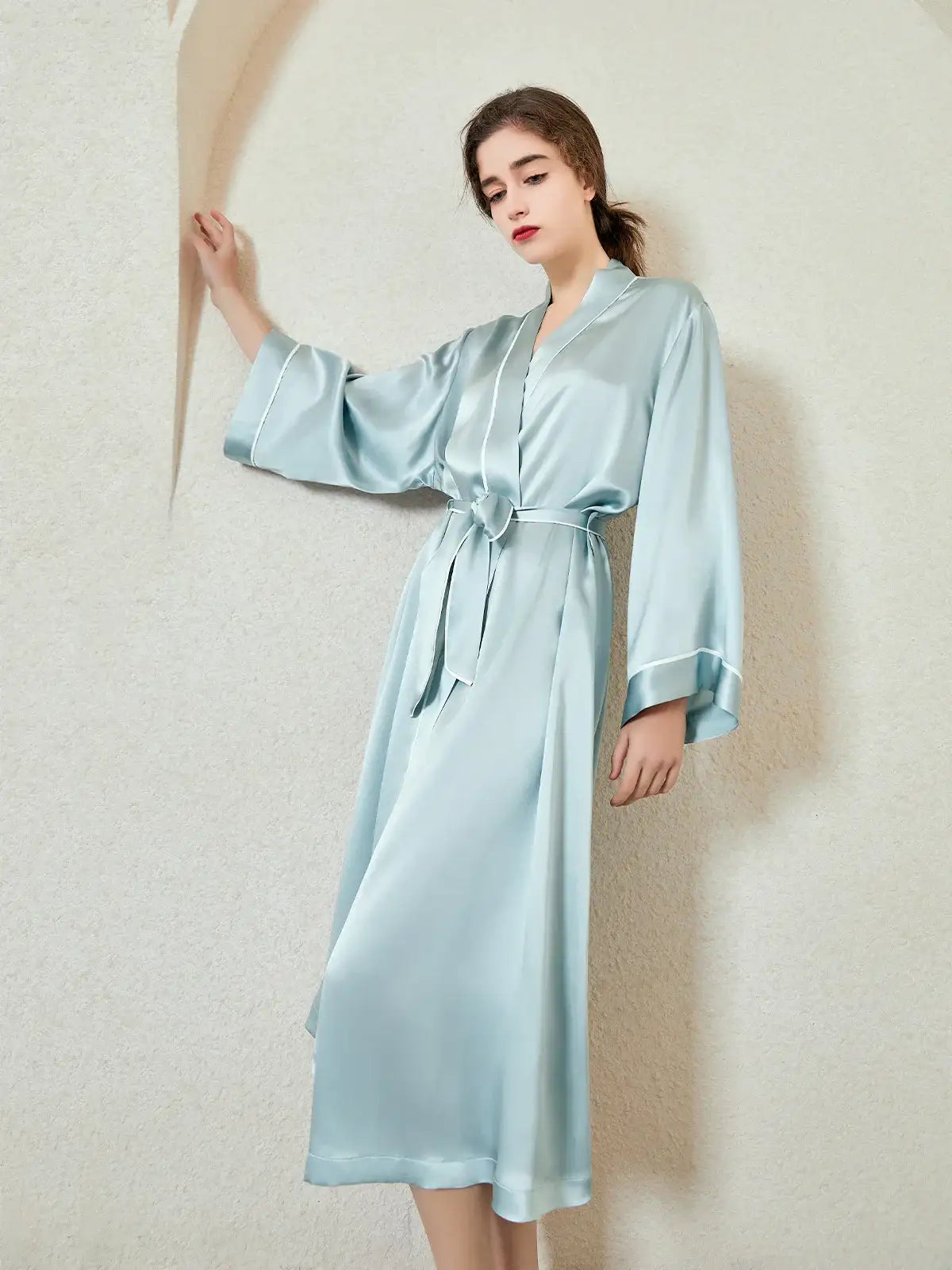 Contrast-trimmed Silk Robe - JANCESILK