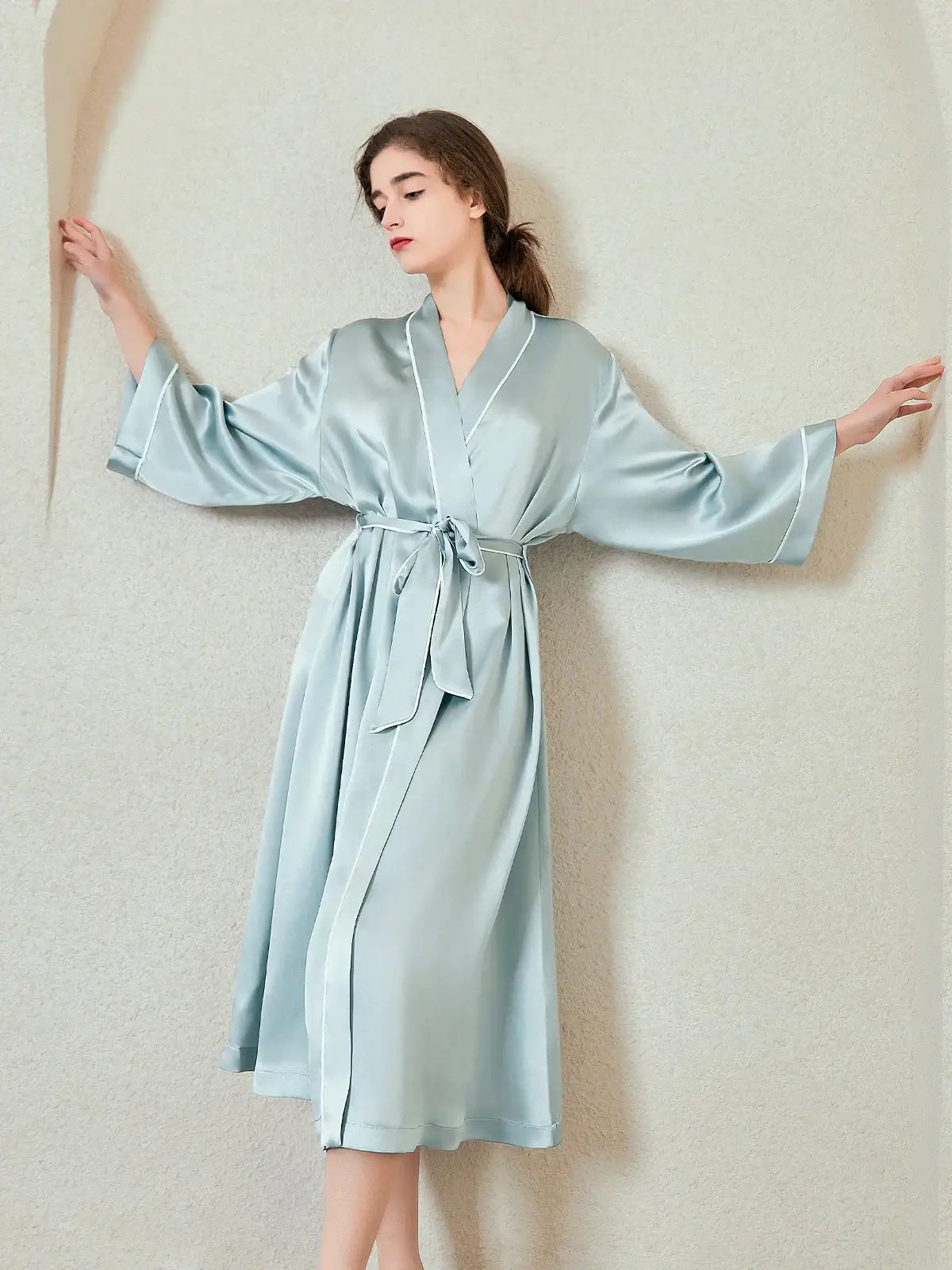Contrast-trimmed Silk Robe - JANCESILK