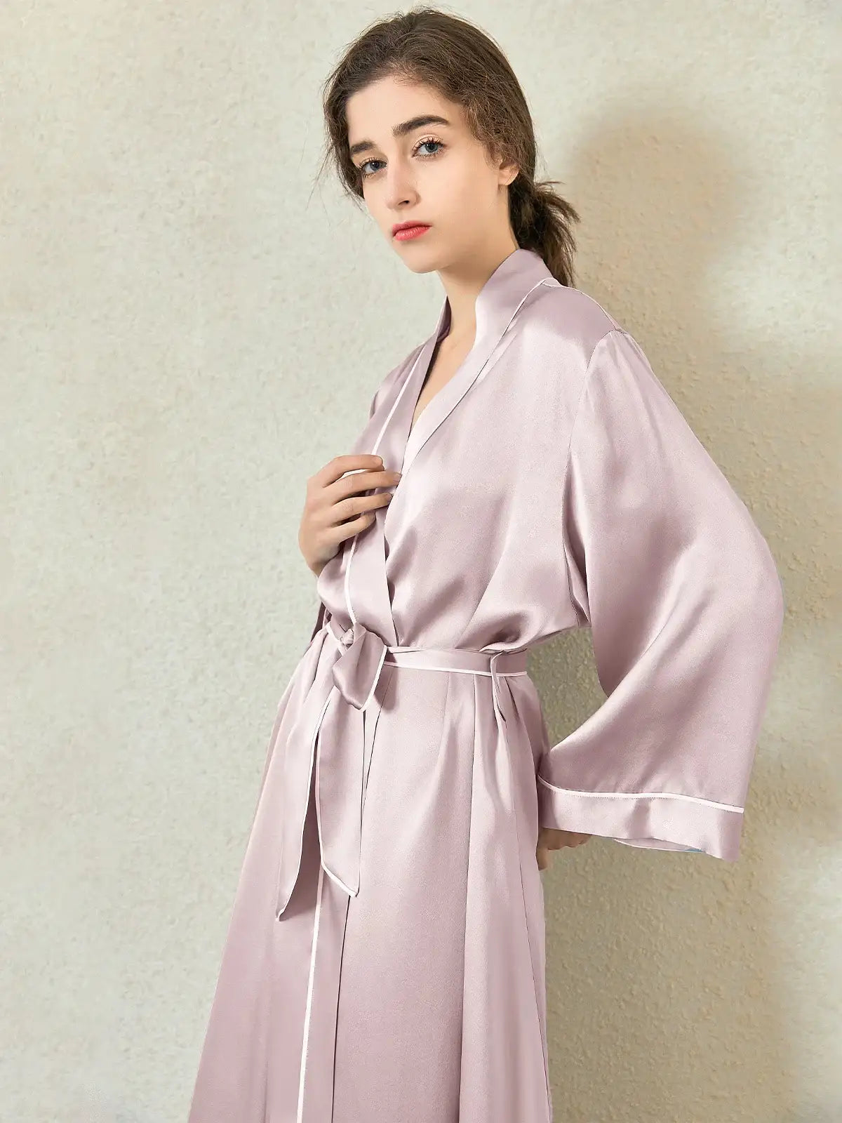 Contrast-trimmed Silk Robe - JANCESILK