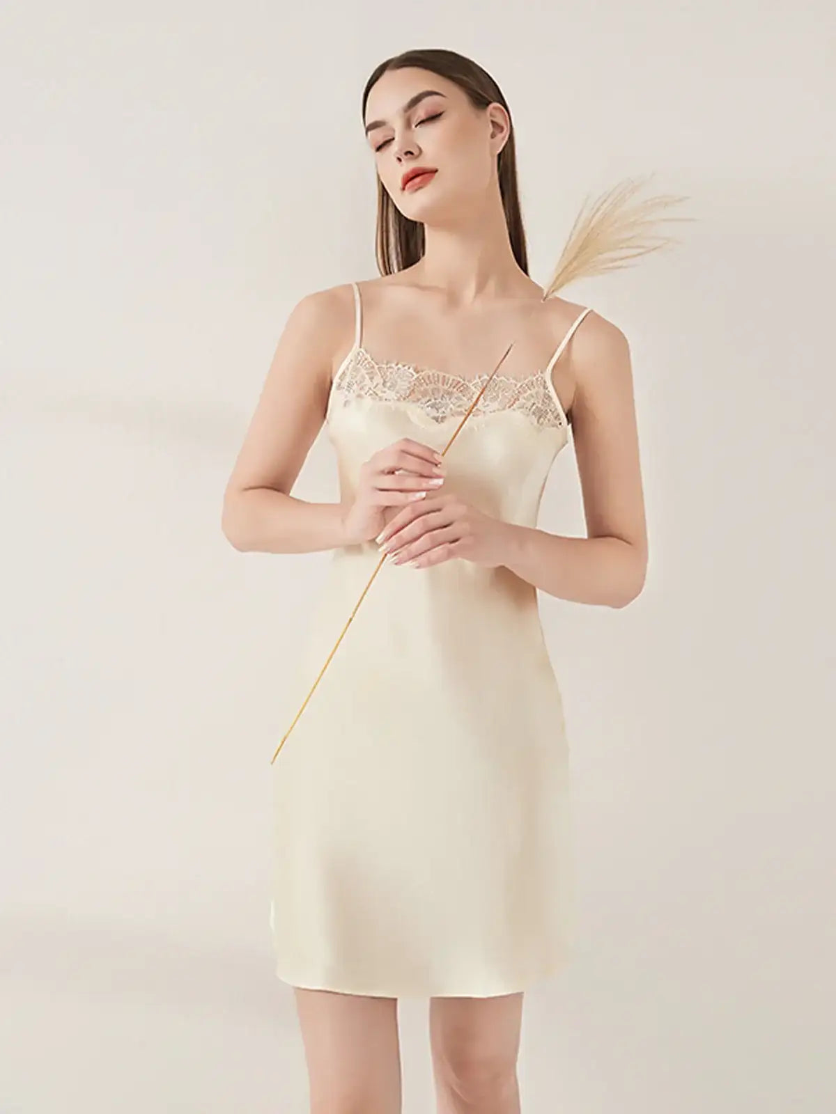 Romantic Lace Suspender Nightgown Set 2PCS - JANCESILK