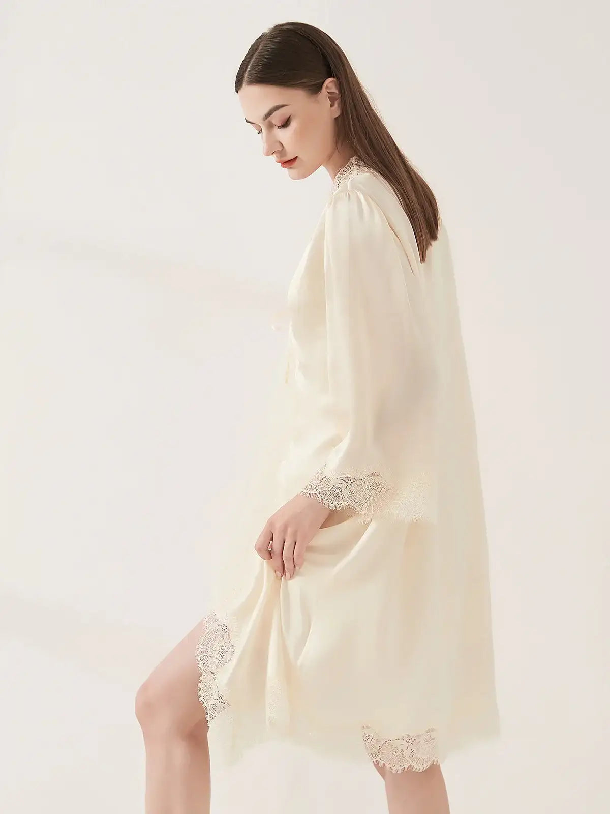 Romantic Lace Suspender Nightgown Set 2PCS - JANCESILK