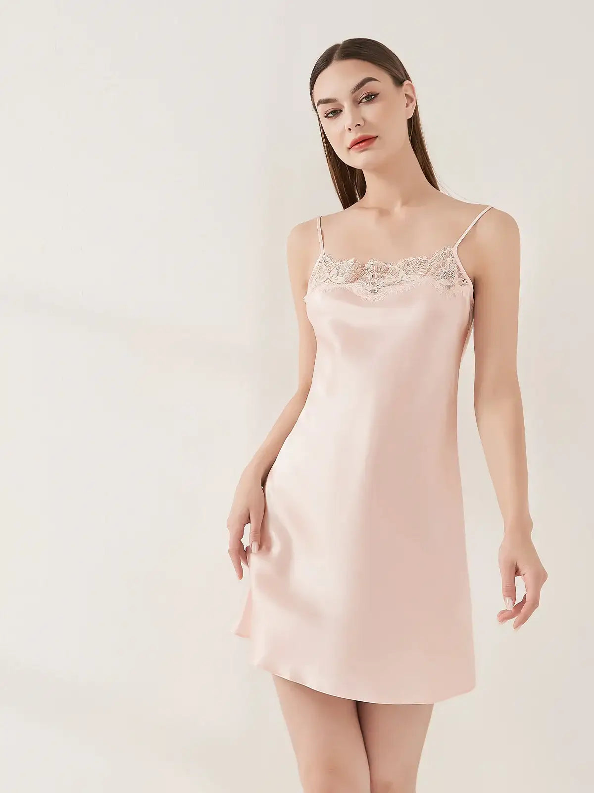 Romantic Lace Suspender Nightgown Set 2PCS - JANCESILK