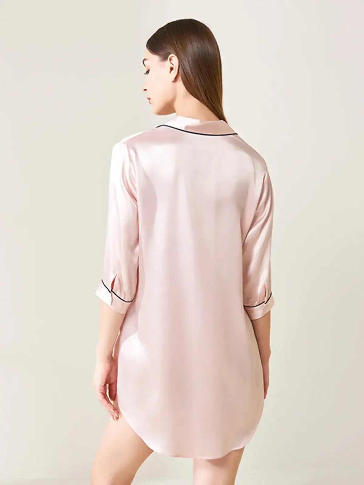 Shirt Collar Silk Nightdress - JANCESILK
