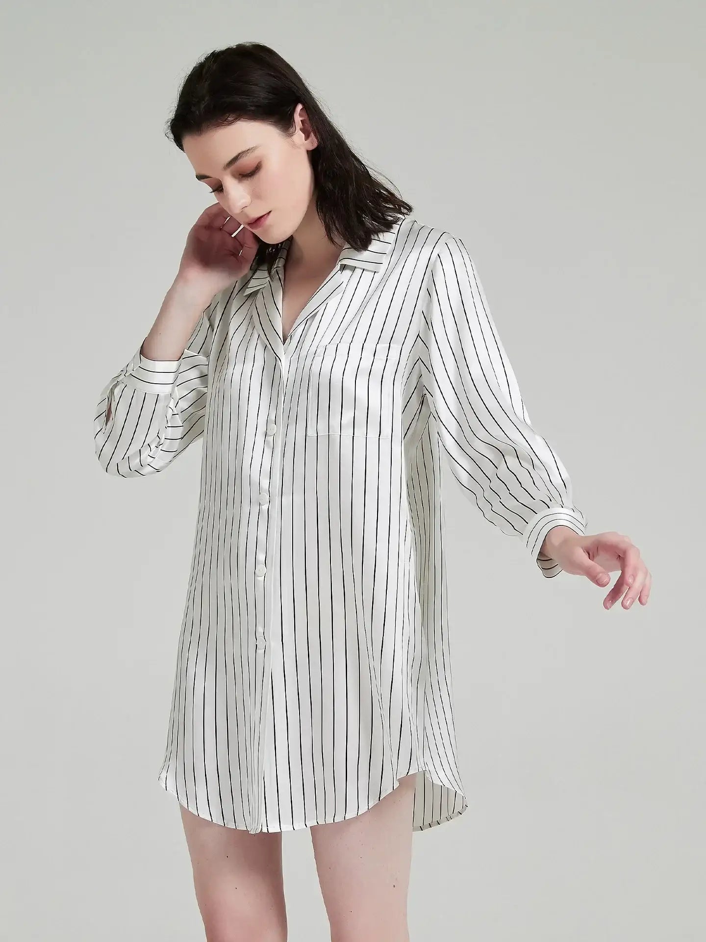 Striped Print Shirt Dress