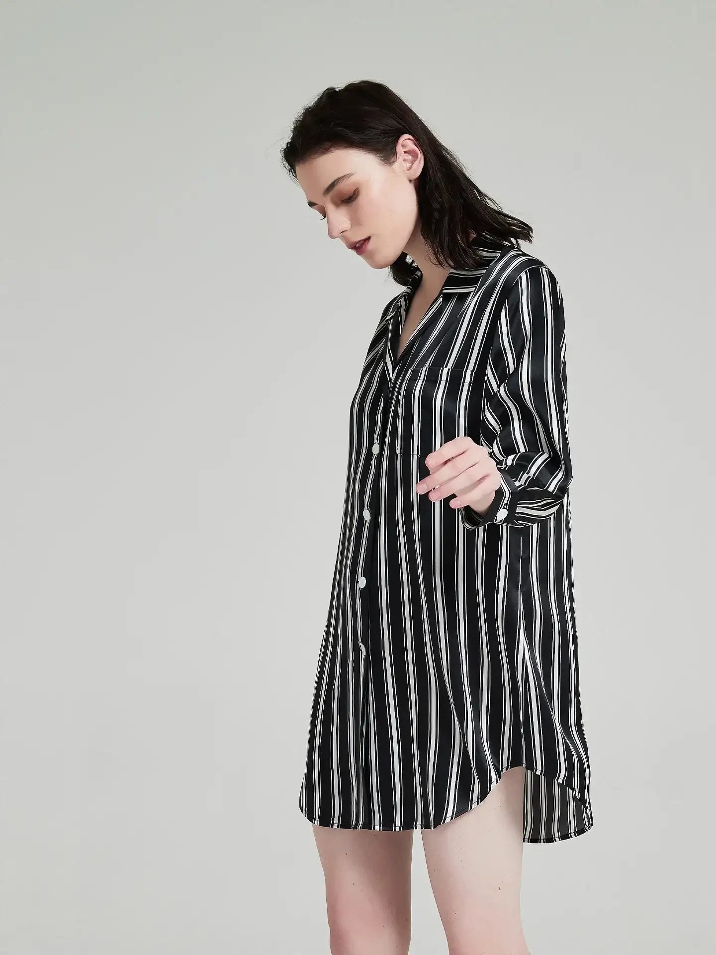 Striped Print Shirt Dress