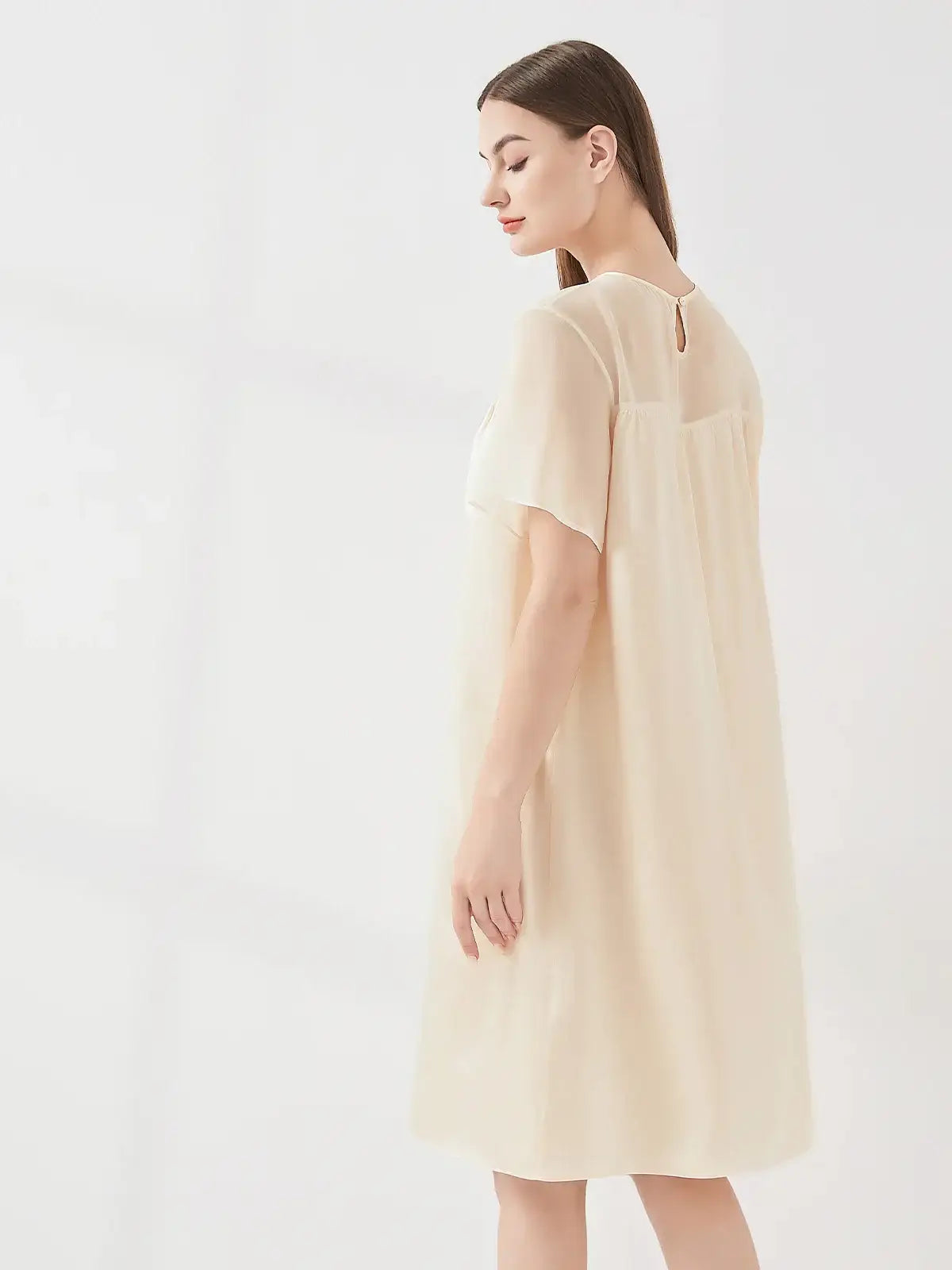 Georgette Stitching Elegant Nightdress - JANCESILK