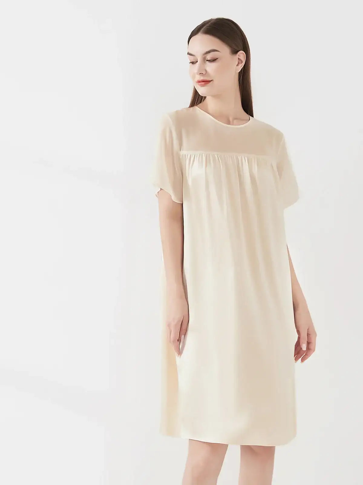 Georgette Stitching Elegant Nightdress - JANCESILK