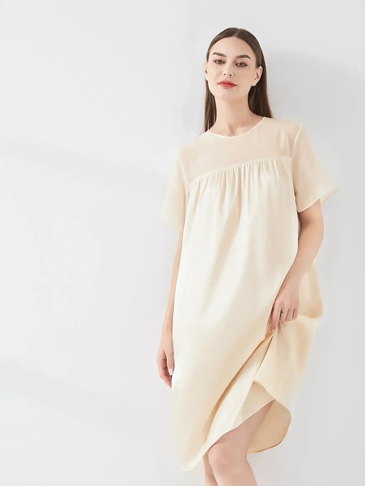 Georgette Stitching Elegant Nightdress - JANCESILK