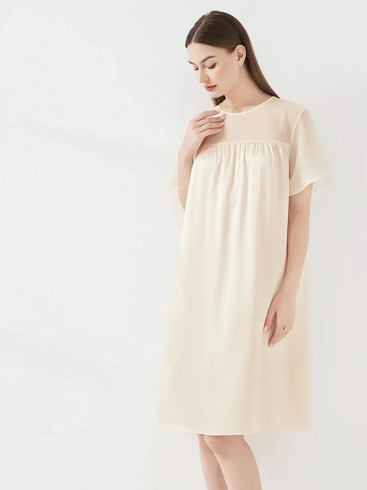Georgette Stitching Elegant Nightdress - JANCESILK