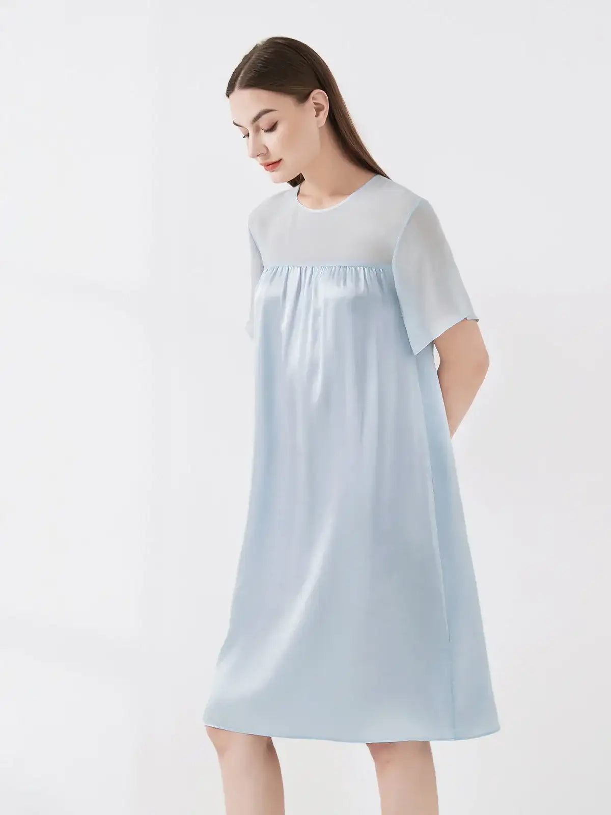 Georgette Stitching Elegant Nightdress - JANCESILK