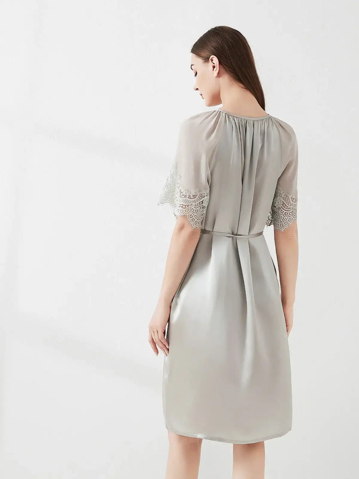 Lace Georgette Tie Nightdress - JANCESILK