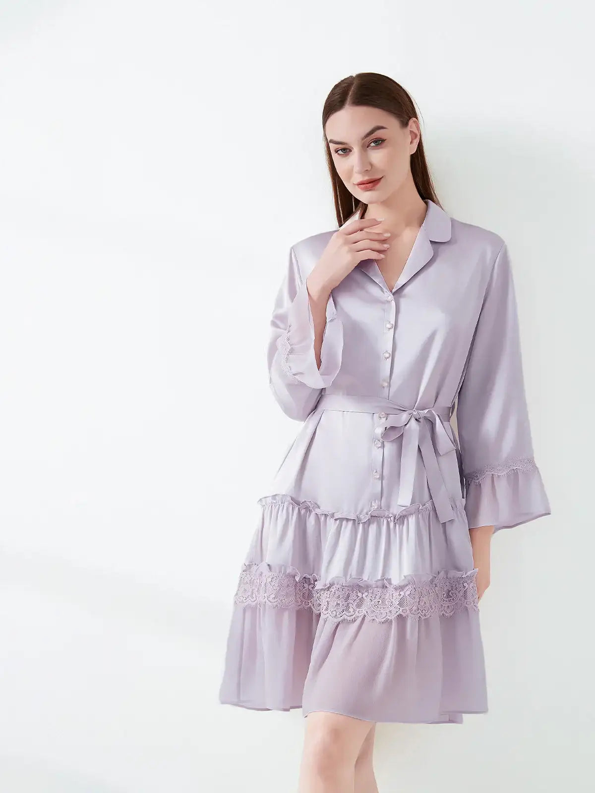 Ruffled lace princess nightdress #color_Lilac