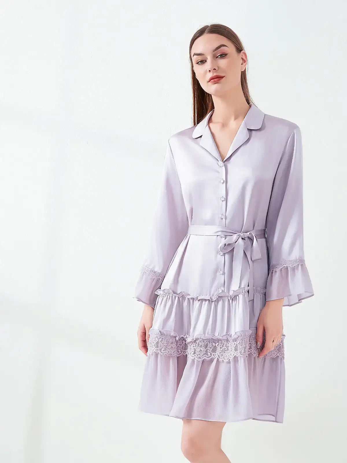 Ruffled lace princess nightdress - JANCESILK