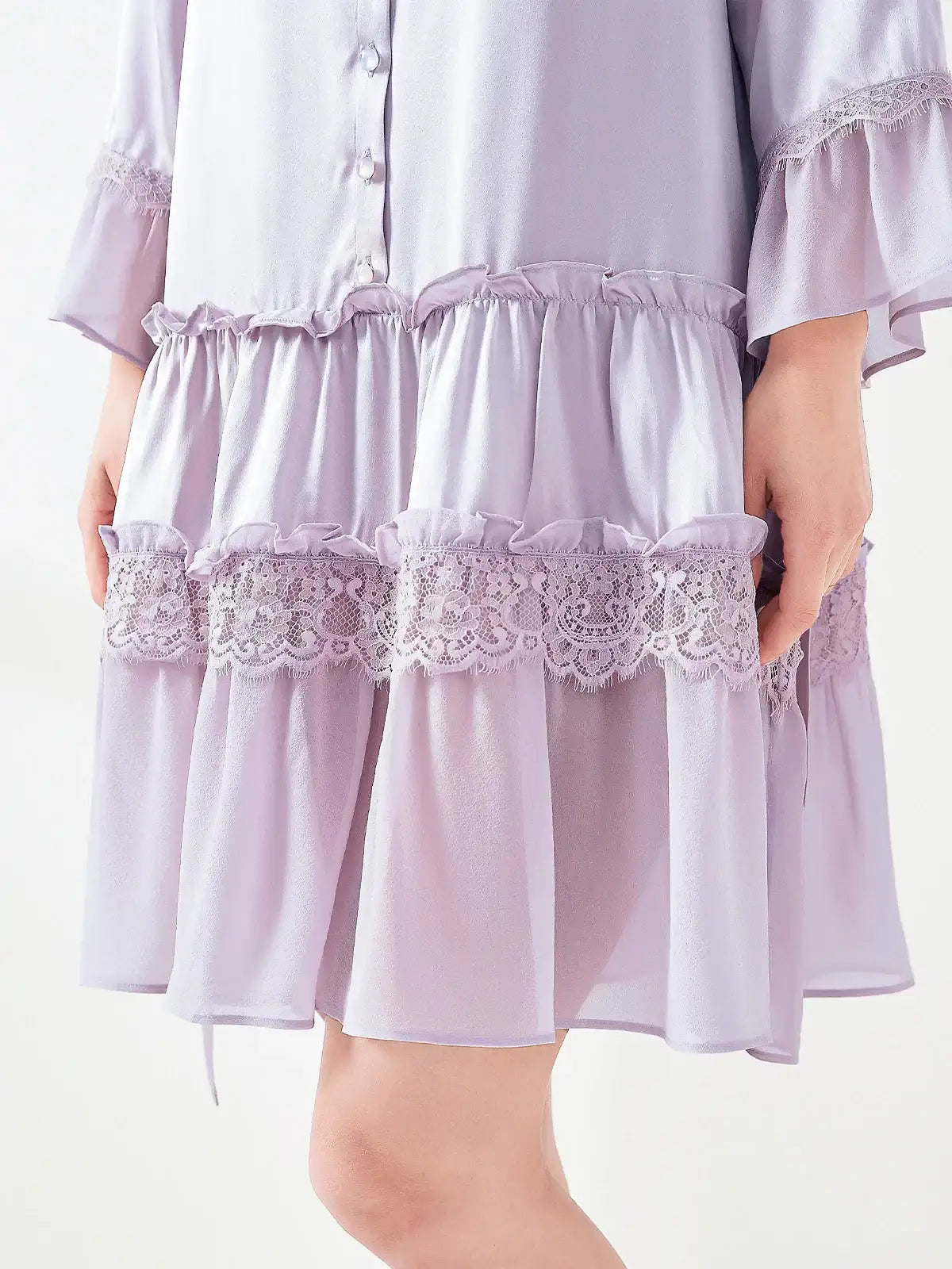 Ruffled lace princess nightdress - JANCESILK