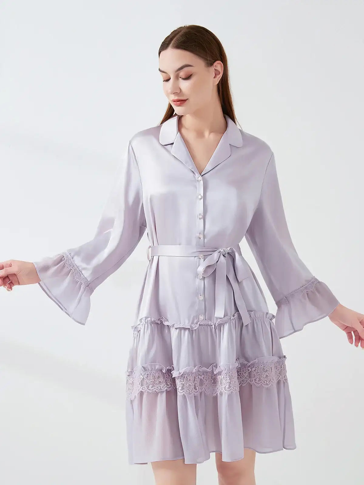 Ruffled lace princess nightdress - JANCESILK