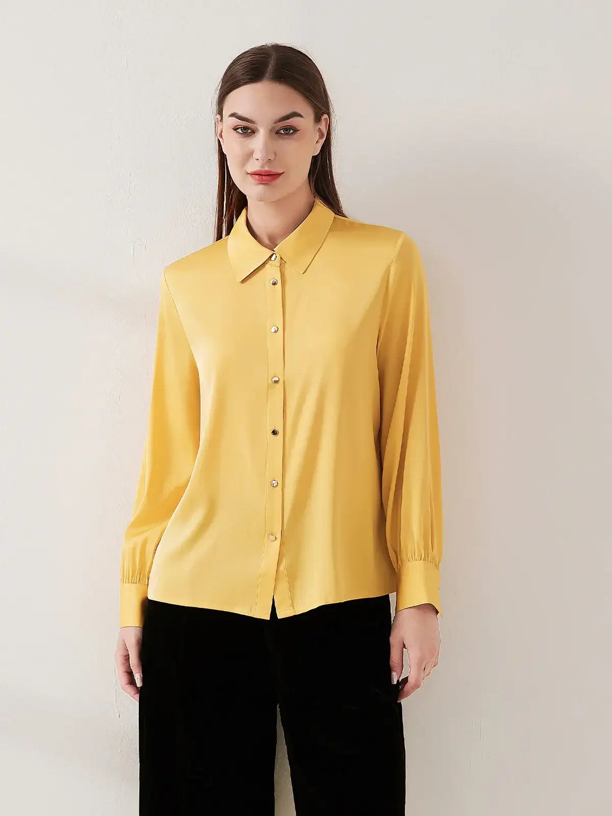 Stretch silk double joe shirt#color_Mustard
