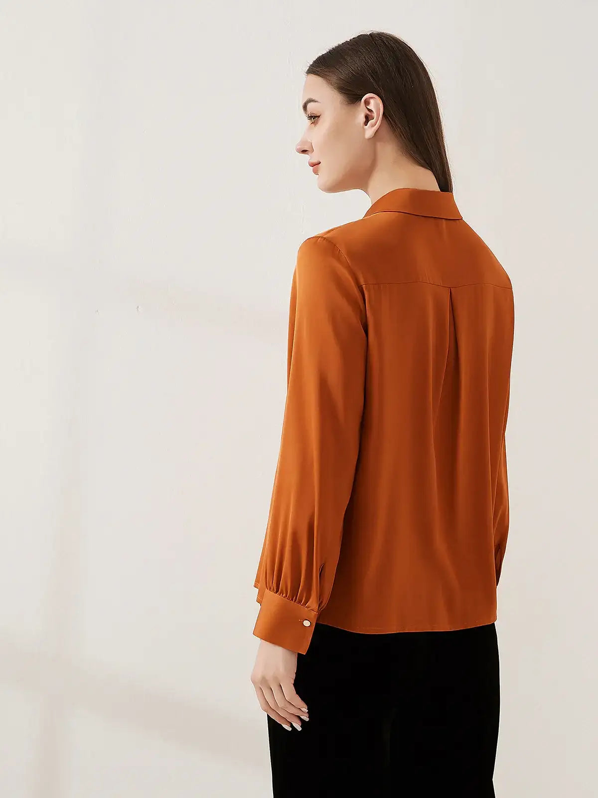 Stretch silk double joe shirt#color_Terracotta