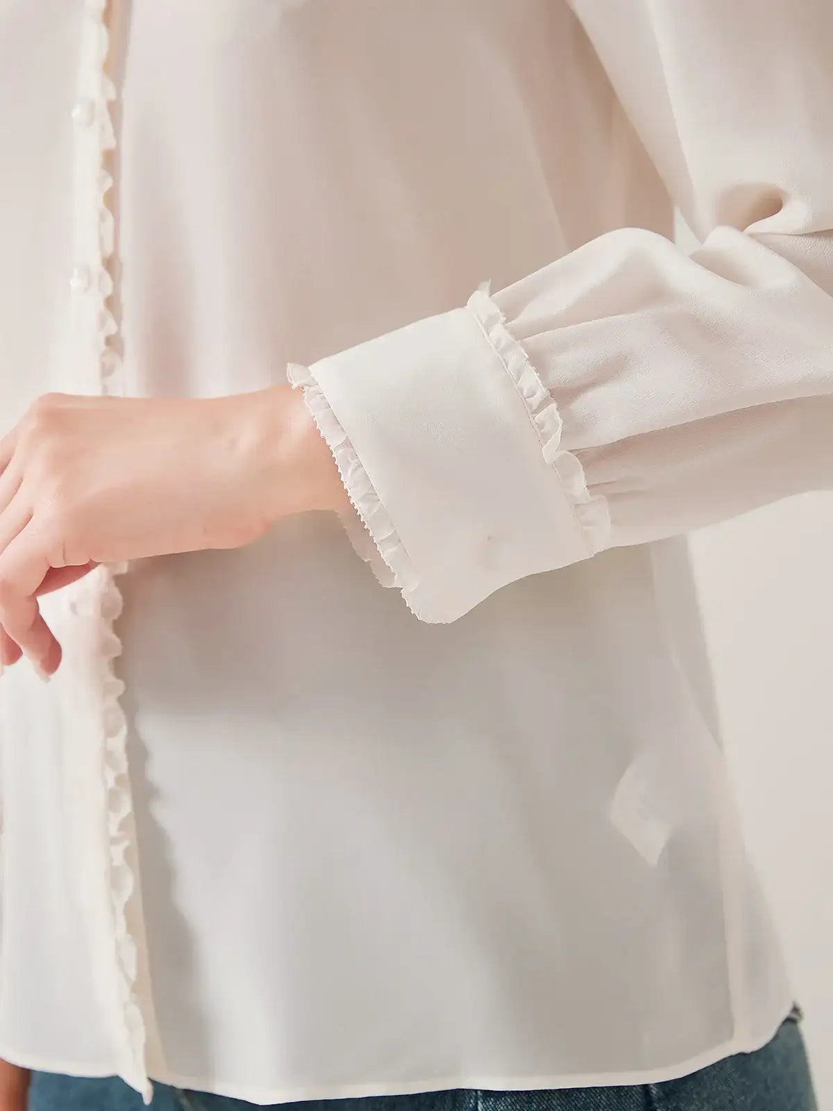 Lace-trimmed crepe de chine silk shirt - JANCESILK