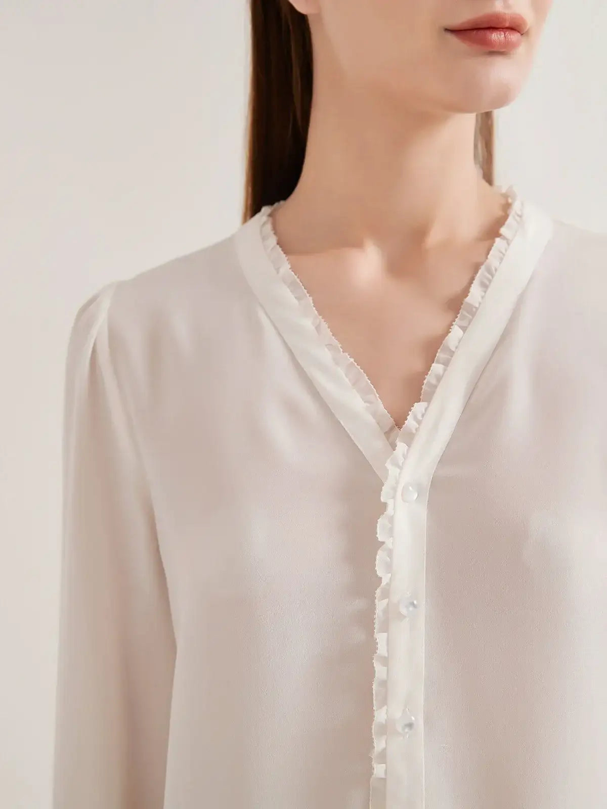 Lace-trimmed crepe de chine silk shirt - JANCESILK