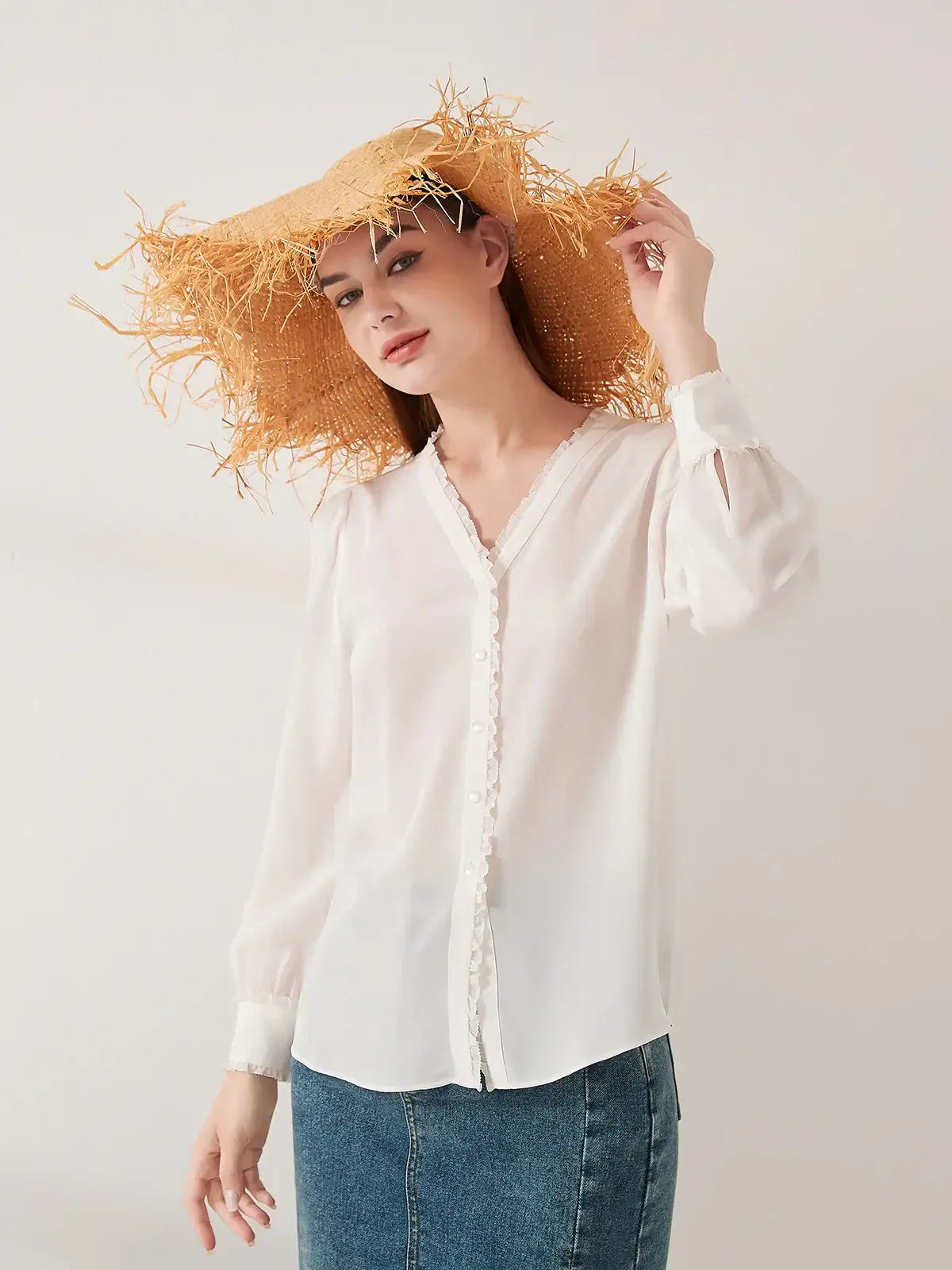 Lace-trimmed crepe de chine silk shirt - JANCESILK