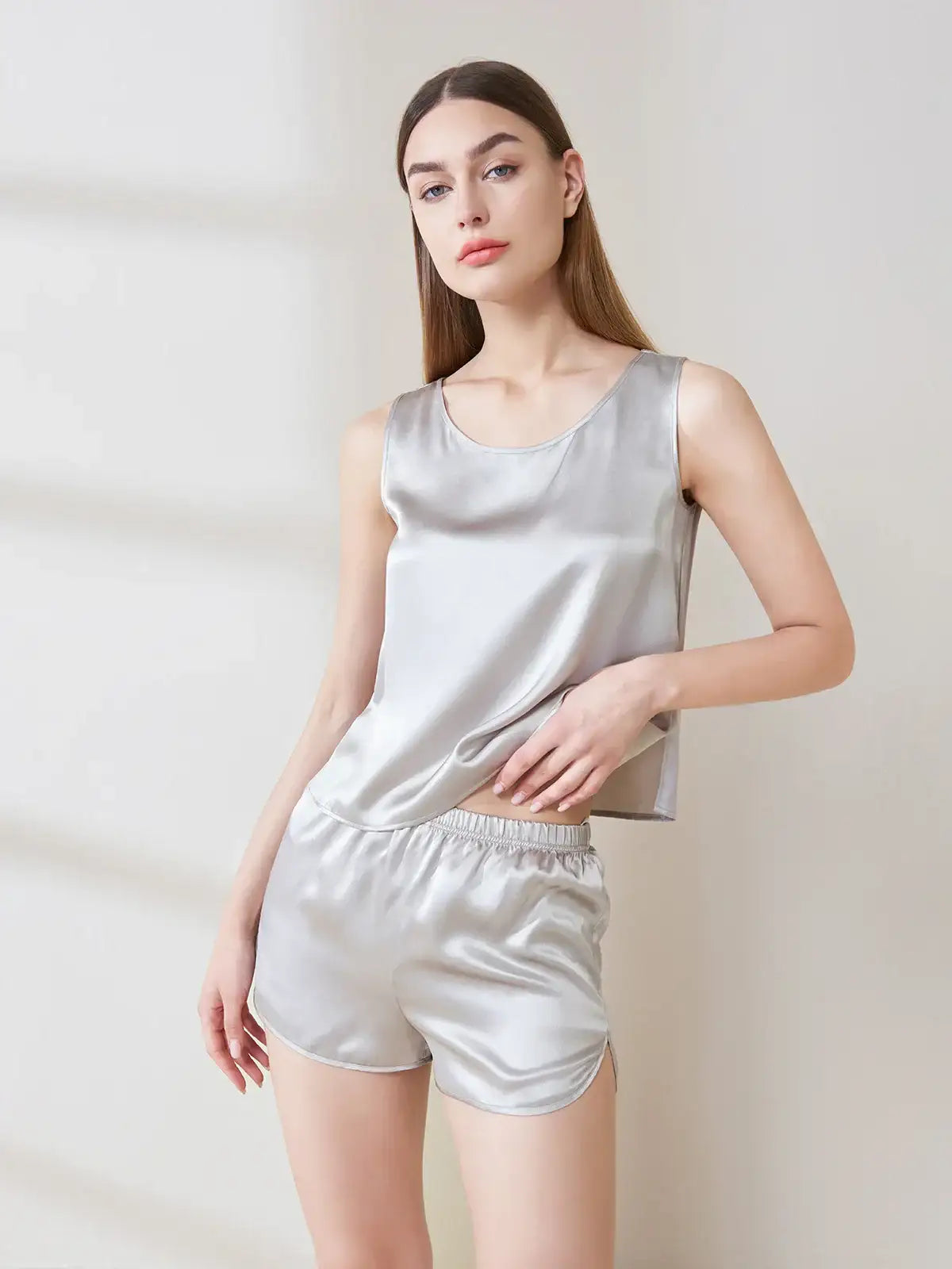 Silk Vest Shorts 2Pcs Set - JANCESILK