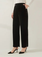 Silk Velvet Trousers #color_Black