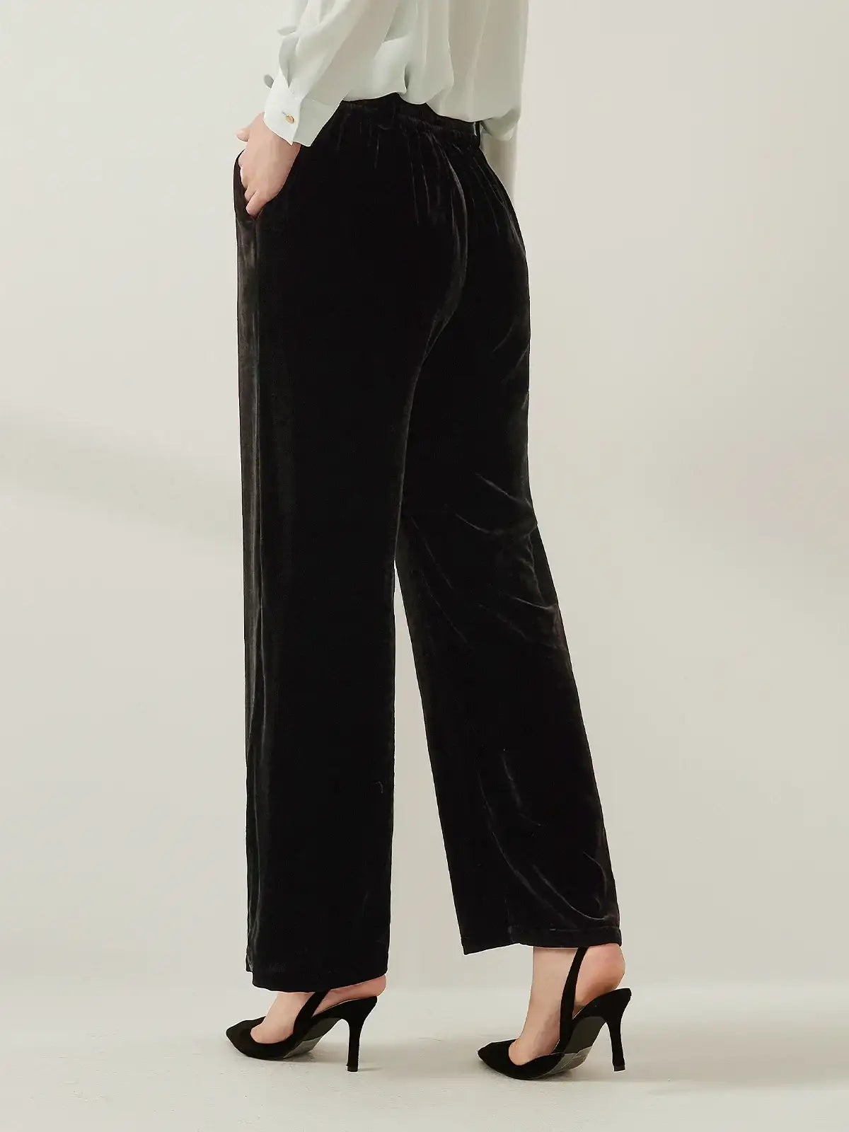 Silk Velvet Trousers#color_Black