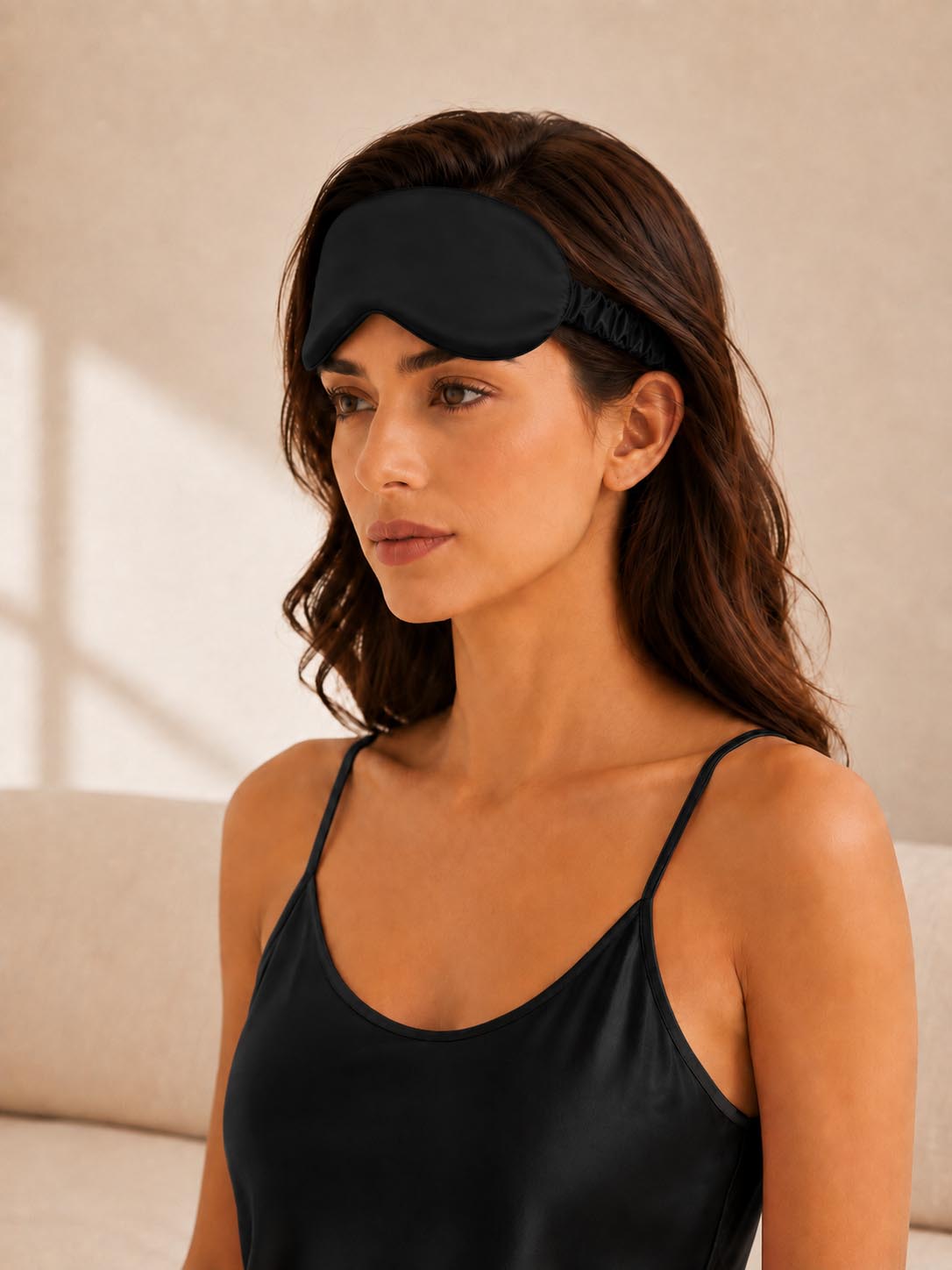 19 Momme 100% Mulberry Silk Sleep Eye Mask with Elastic Band#color_Black