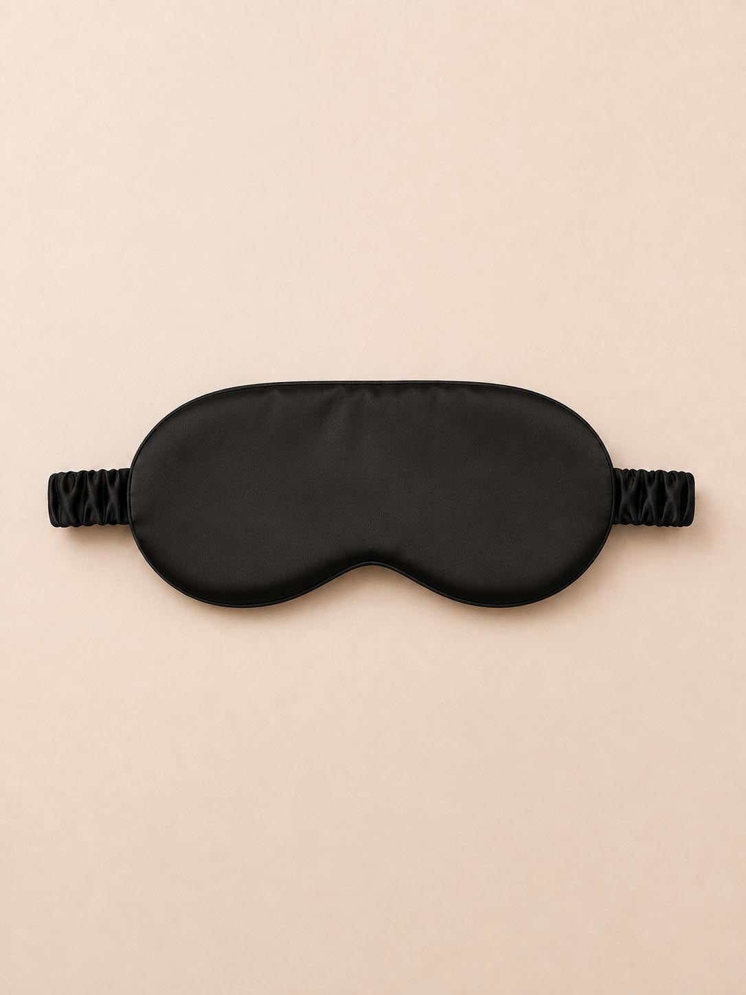 19 Momme 100% Mulberry Silk Sleep Eye Mask with Elastic Band#color_Black