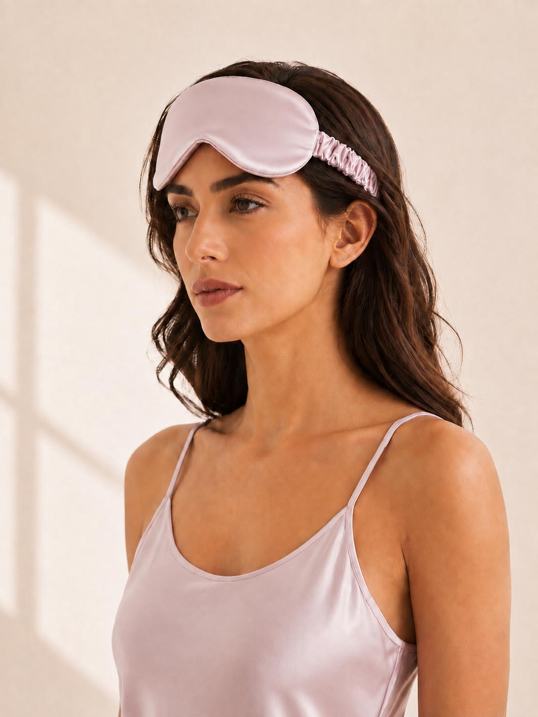 19 Momme 100% Mulberry Silk Sleep Eye Mask with Elastic Band#color_Dusty_Blush