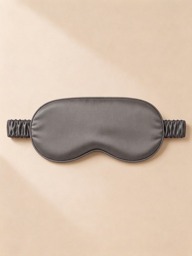 22 Momme 100% Mulberry Silk Sleep Eye Mask with Elastic Band#color_Taupe_Grey