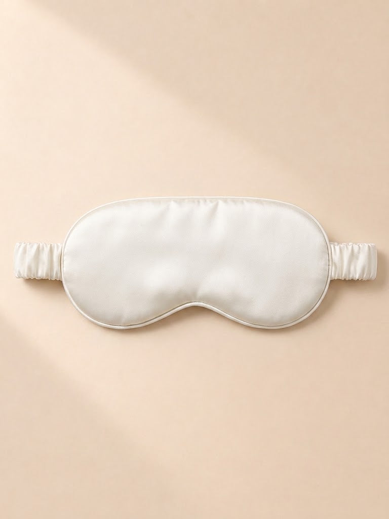 22 Momme 100% Mulberry Silk Sleep Eye Mask with Elastic Band#color_white