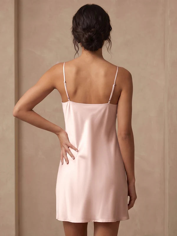 Sexy Swing Neck Suspender Dress#color_Dusty Rose